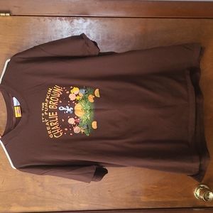 SNOOPY PAJAMA SET TEE SHIRT FLANNEL PANTS XL ITS THE GREAT PUMPKIN CHARLIE BROWN
